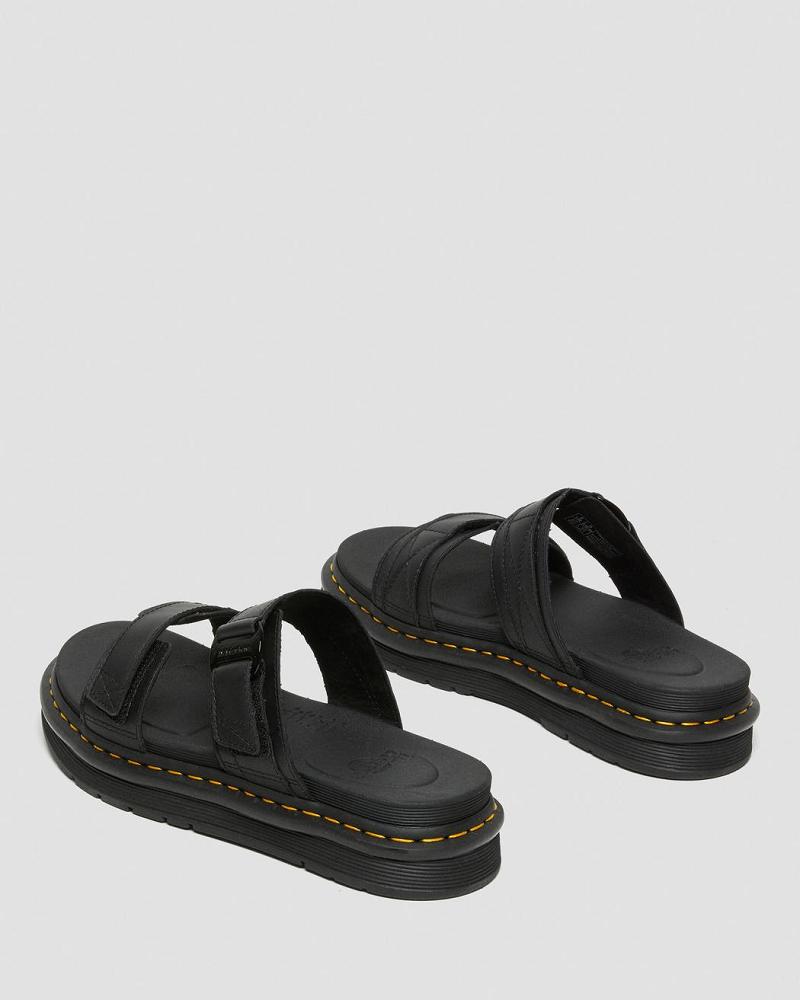 Dr Martens Chilton Men's Lær Slidesandaler Herre Svarte | Norge 172VRW
